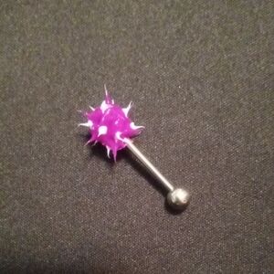 💜 Spiky Purple Boho Tongue Ring Barbell Piercing